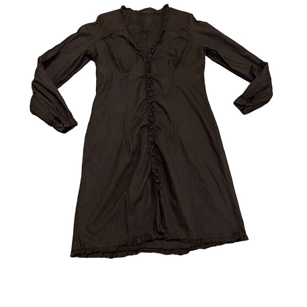 Sisley Dress Large Baby Doll Embroidered Pintuck Chocolate Brown